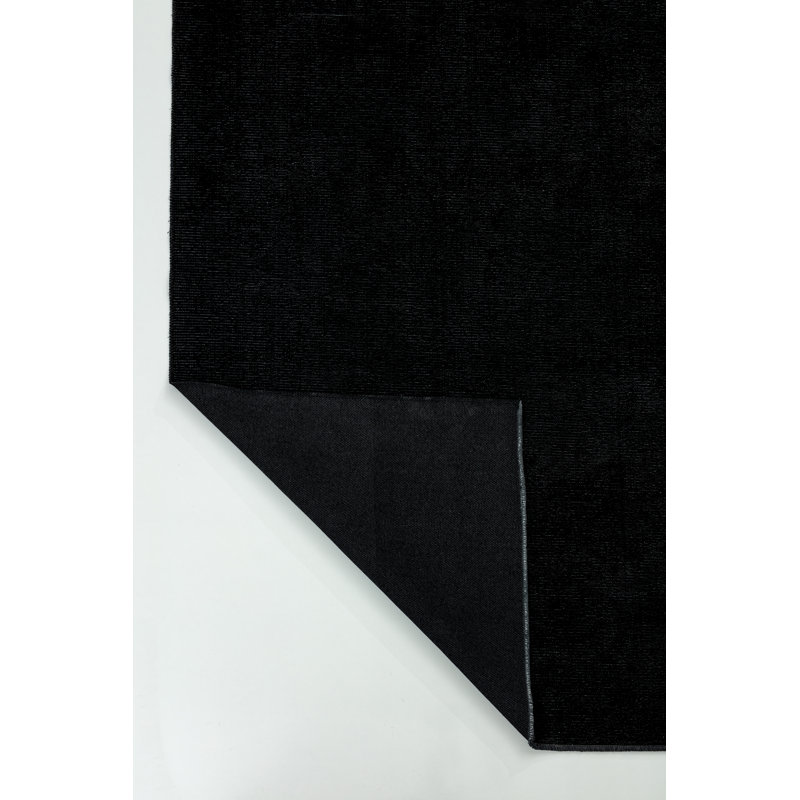 Rapture Black Solid Color Luxury Area Rug, Rectangle 7'10" x 9'10"