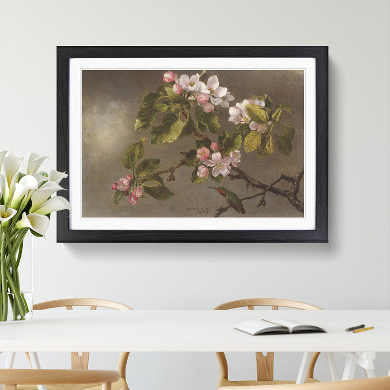 Apple Blossom by Martin Johnson Heade - Picture Frame Graphic Art, Black Framed, 48cm H x 65cm W x 2cm D