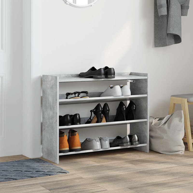 12 Pair Shoe Rack, Concrete Oak
