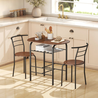 Bodwell Breakfast Bar Table and Stools Set, Dining Room Set with Shelf