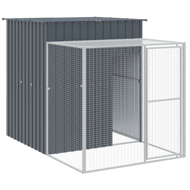 Chicken Coop with Chicken Run, 71.3" H x 65" W x 179.1" D, Anthracite