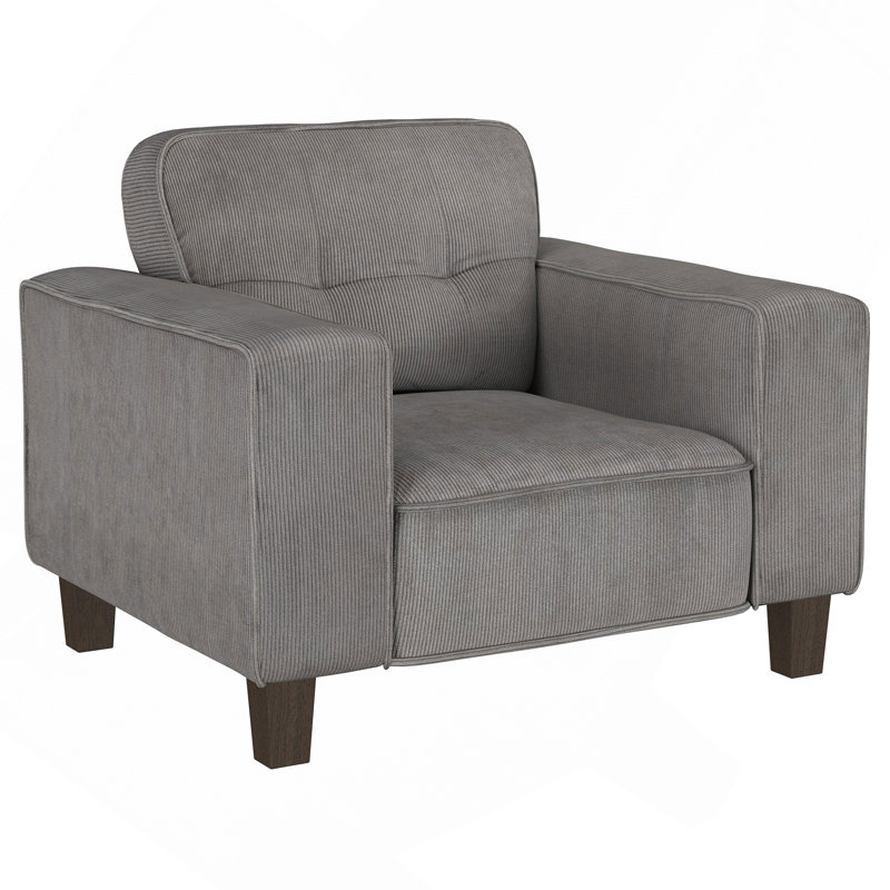 Fauteuil d'appoint capitonné gris anthracite rembourré, Gris anthracite