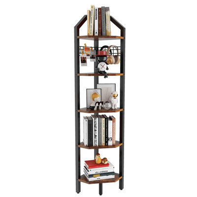Montfort 176cm H x 28.5cm W Iron Corner Bookcase