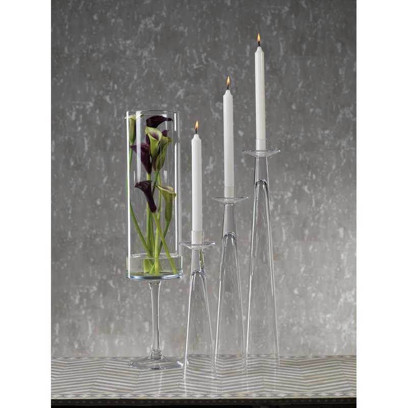 Large Clear Glass Tabletop Candlestick Holder
