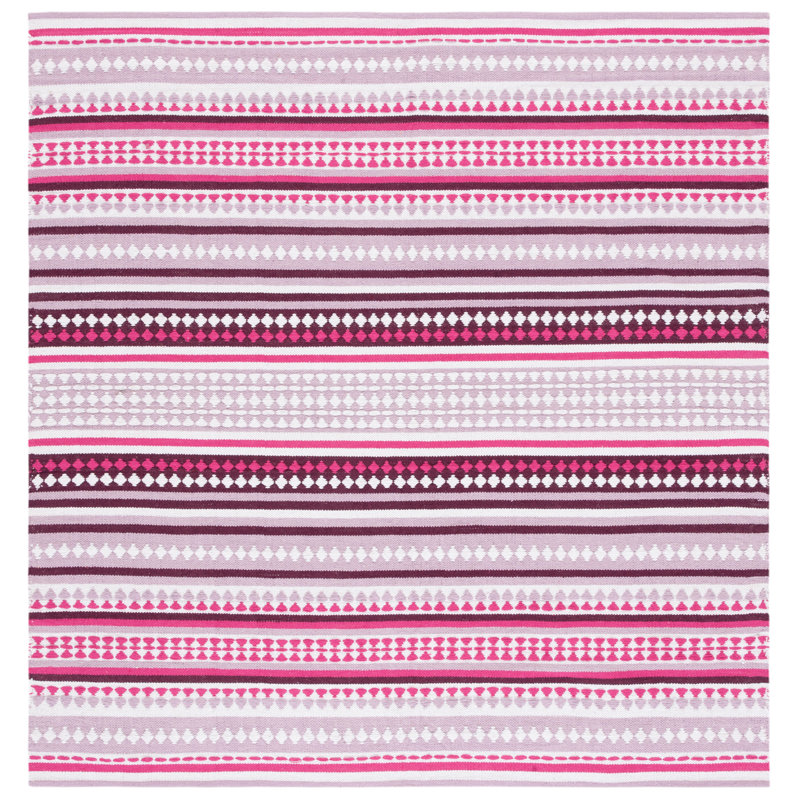 Montauk Hand Woven Cotton Striped Rug, Square 6'