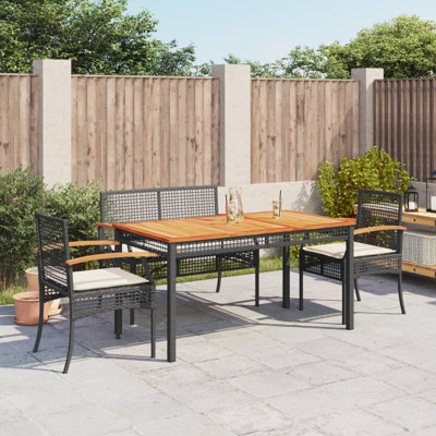 Bayou Breeze 4 Piece Patio Dining Set With Cushions Gray Poly Rattan by Bayou Breeze