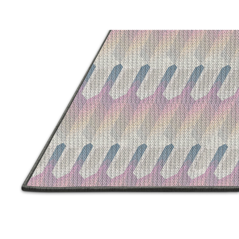 Tapis beige/rose à motifs, Rectangle 5 pi x 7 pi