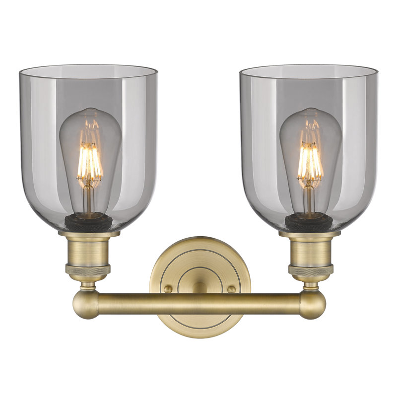 Edison Allysson 2 Light 15" Bath Vanity Light, Light Smoke, Brushed Brass