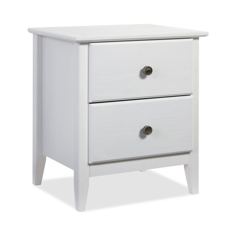 Greenport 20'' W Solid Wood Nightstand, Brushed White