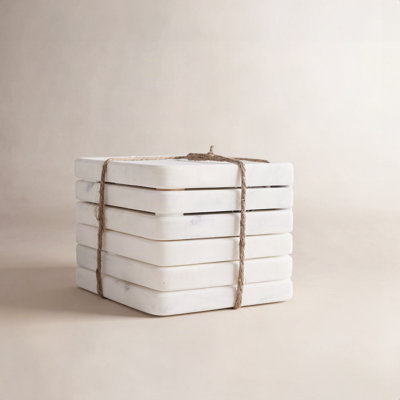 Marble Hexagon 4 Piece Coaster Set