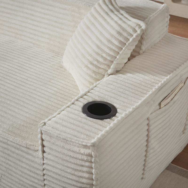 Canapé 2 places, aucun assemblage requis, White Fabric