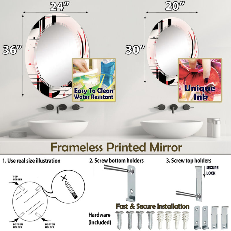 Miroir mural Heidegunde, 36 po x 24 po