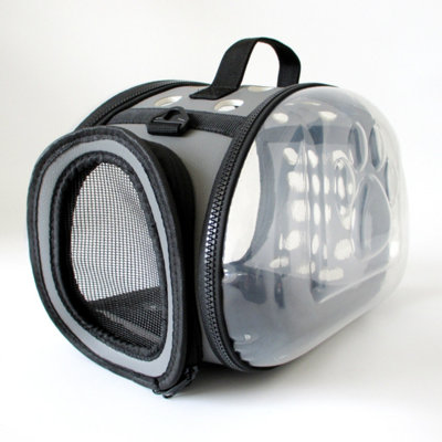 Transparent Paw Print Soft-Sided Pet Carrier Bag, Portable Single Shoulder Handbag for Small Cats Kittens Puppies, Breathable Mesh Pet Travel Crate Kennel for Outdoor Walking Vet Visits