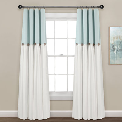 Linen Button Cotton Blend Blackout Curtain