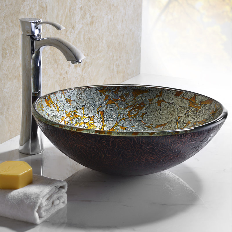 Arctic Blaze Tempered Glass Circular Vessel Sink