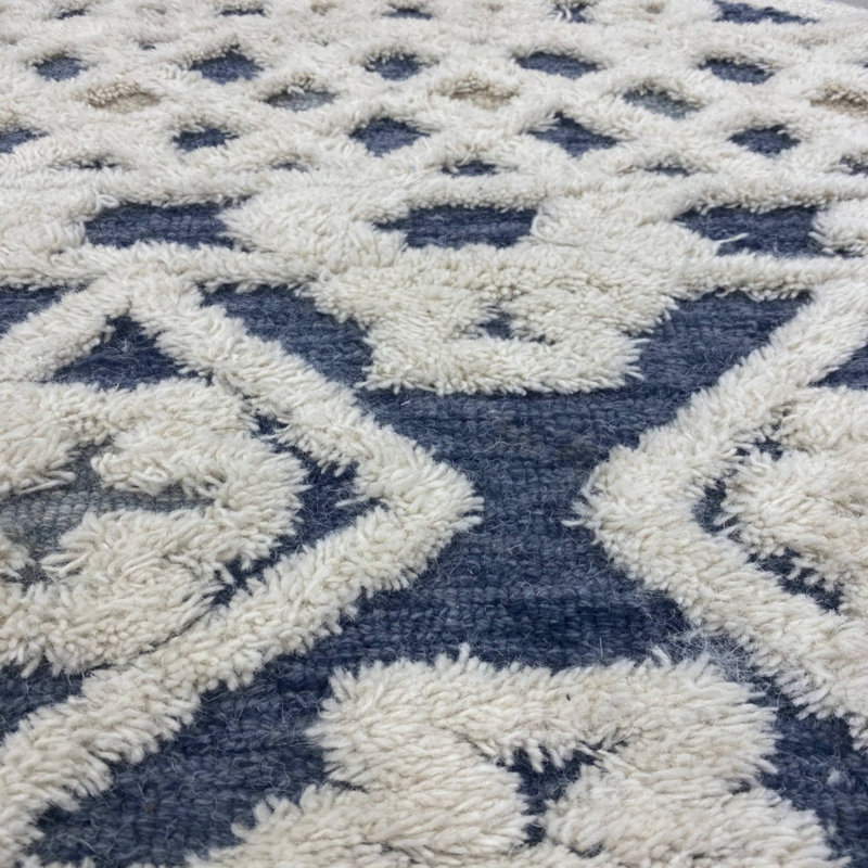 Hand Tufted Wool Geometric Indoor Rug, Round 6'