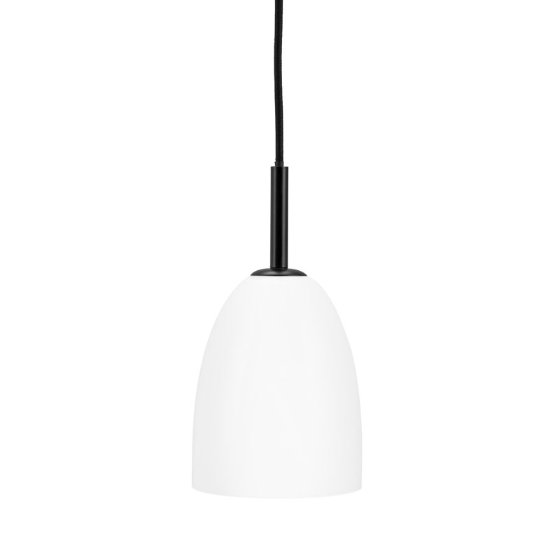 1 - Light Black/White Dome Pendant, 20cm H x 12cm W x 12cm D