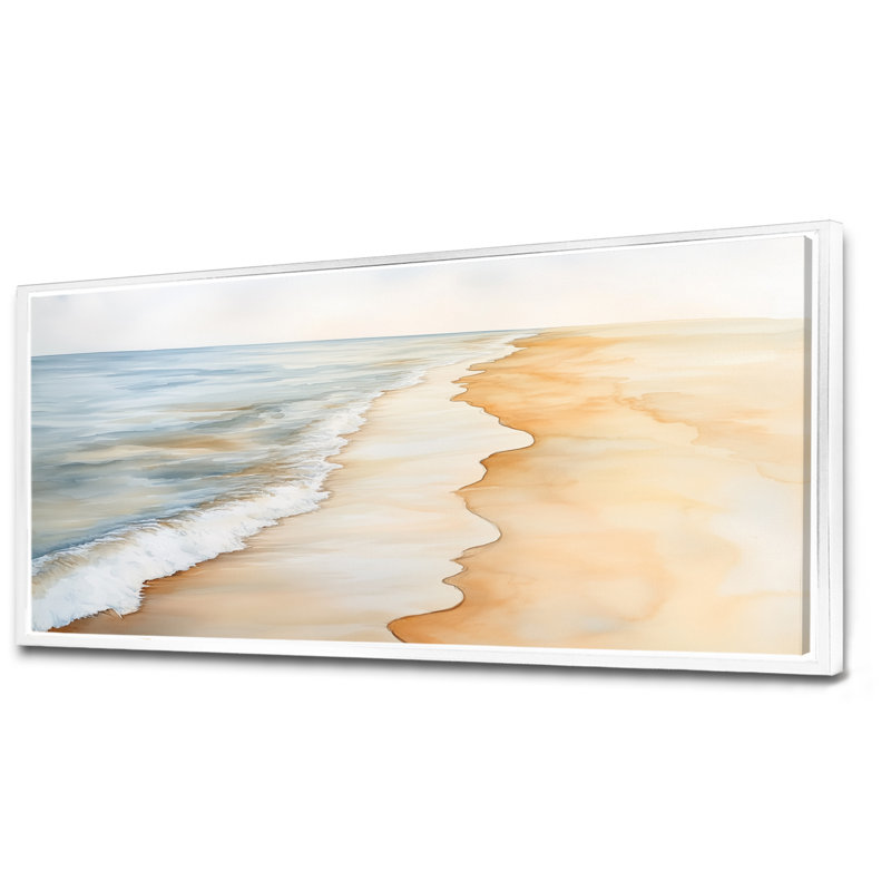 Décoration murale bord de mer Warm Sand Coastal Drift I - Beige, H 28 po x l 60 po, Cadre flottant blanc