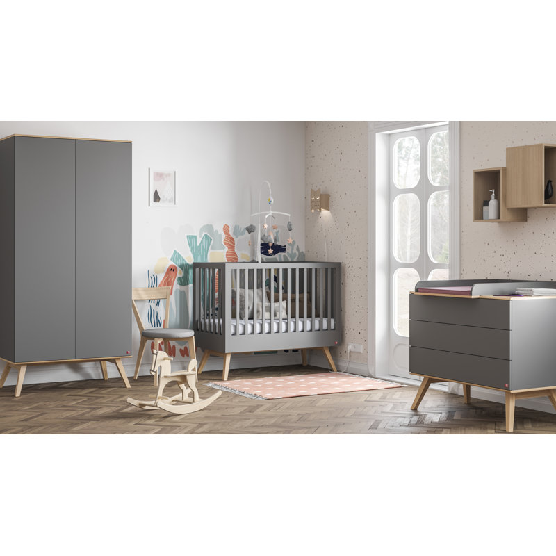 Horta Kids 3 - Drawer Dresser, Dark Grey/Oak