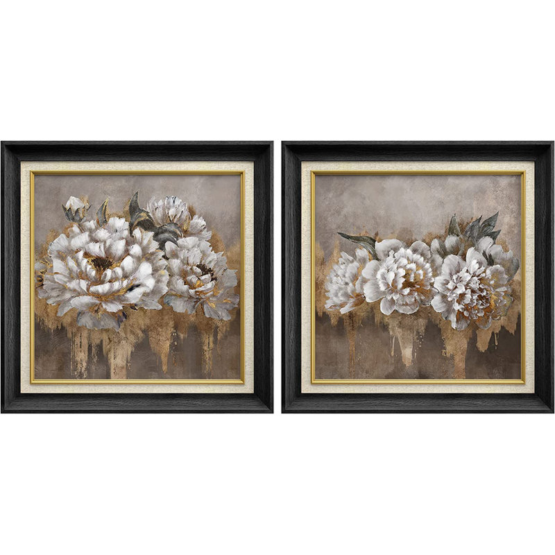 Ensemble de 2 peintures sur toile encadrées, Noir