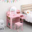 Ensemble de coiffeuse pour enfants avec miroir lumineux et tabouret, table de maquillage 2 en 1 avec tiroir, pour les enfants de 3 à 9 ans-281200733