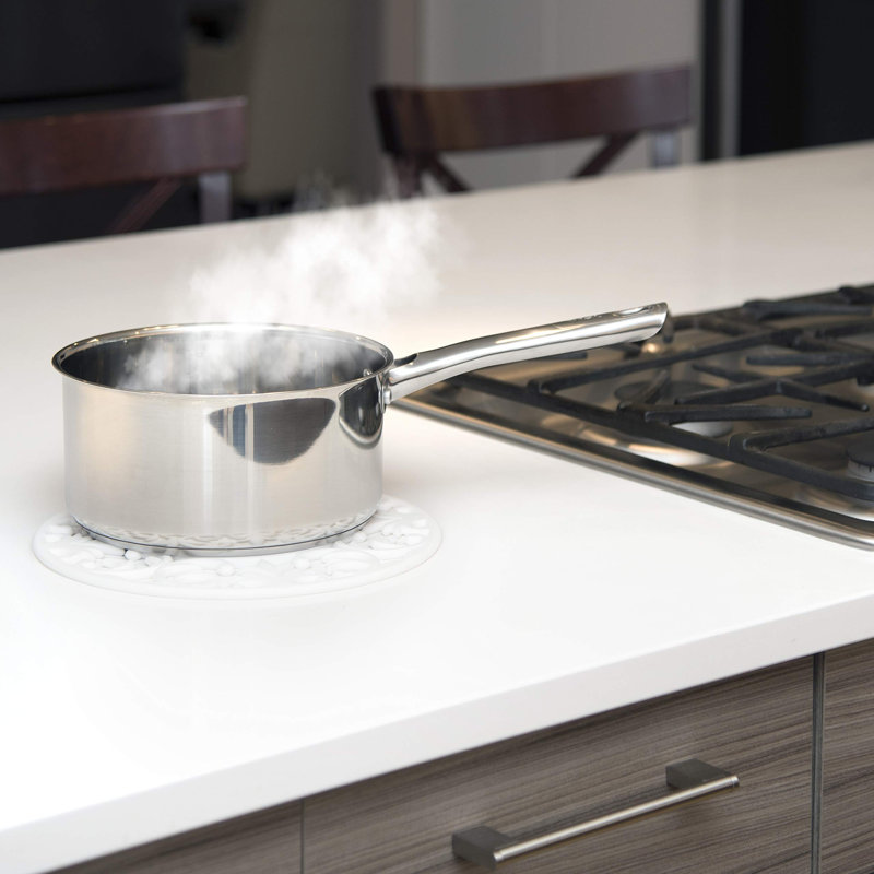 Très grands sous-pieds en silicone épais de 10 po pour plats chauds, casseroles et poêles, coussins chauffants pour comptoirs, flexibles, lavables au lave-vaisselle, ensemble de 3, blanc