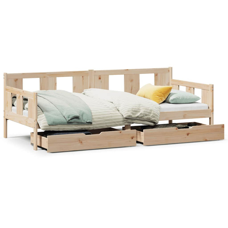 Daybed With Drawers Without Mattress Solid Wood, 96 x 193.5 cm