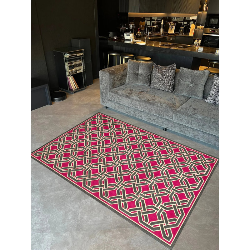Tapis intérieur / extérieur en polypropylène tissé à la machine Naderez, Rectangle 5 pi 1 po x 7 pi 10 po