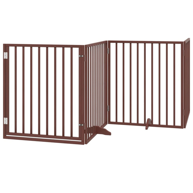 Archie & Oscar Dog Gate With Door Foldable 4 Panels White 320 Cm Poplar Wood, Brown, 90cm H x 320cm W x 2cm D