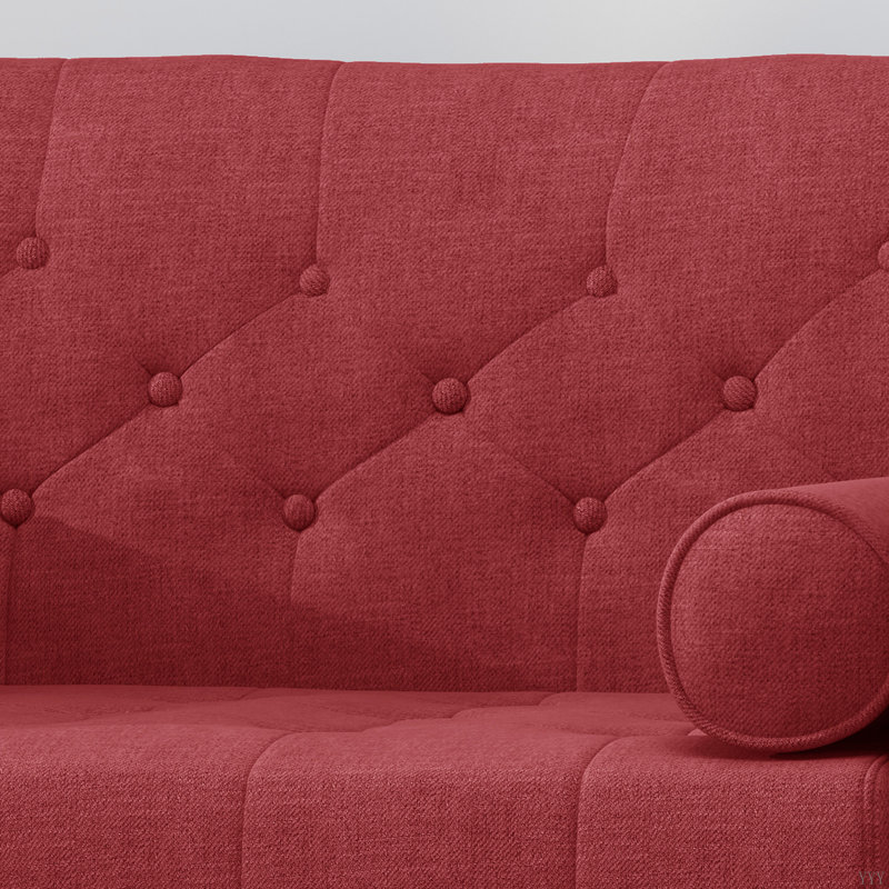 Fauteuil en polyester touffeté de 95,88 cm de large Haiden, Tissu rouge