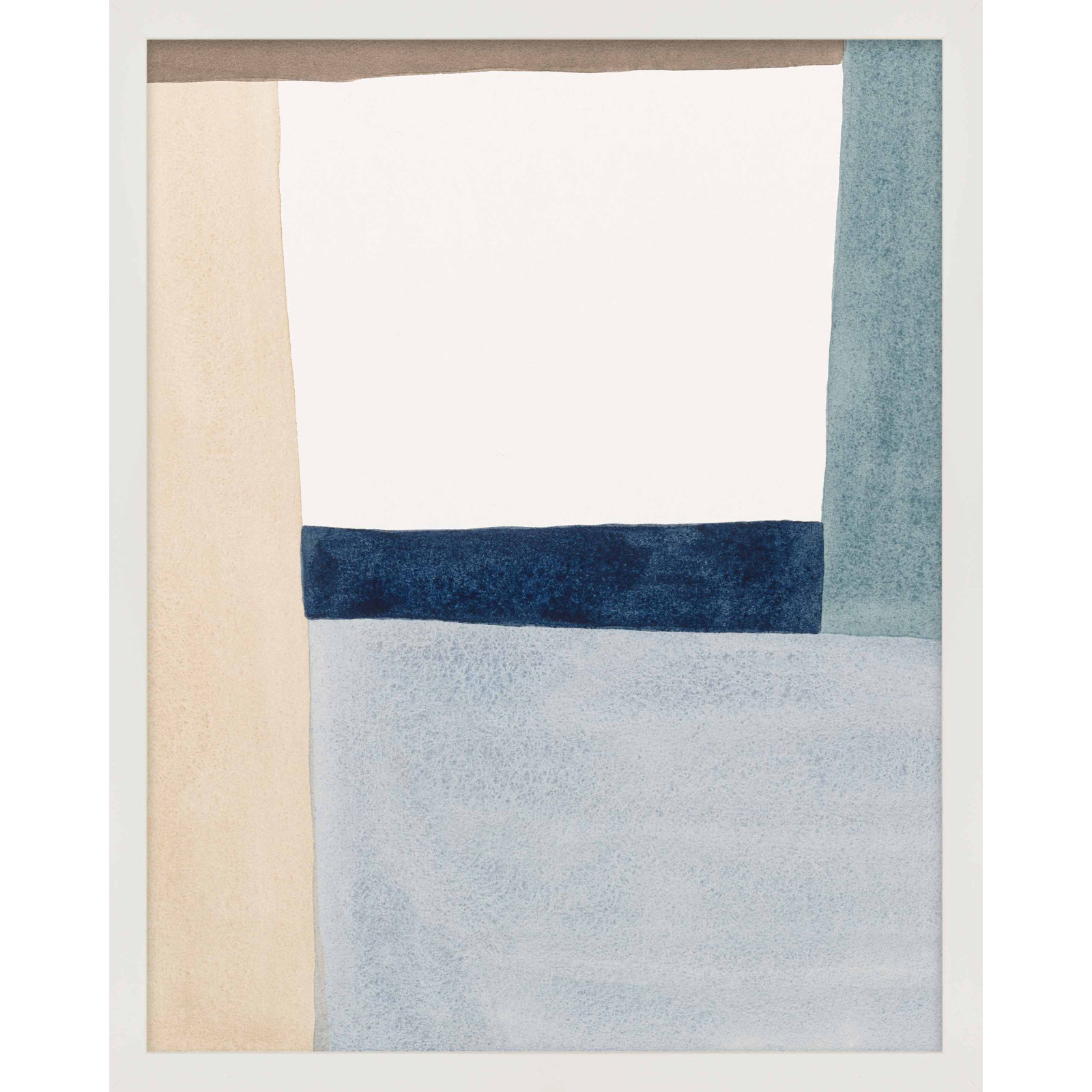 Composition In Blue 2 by Julia Balfour, 20" H x 16" W x 1.25" D, White Framed Paper