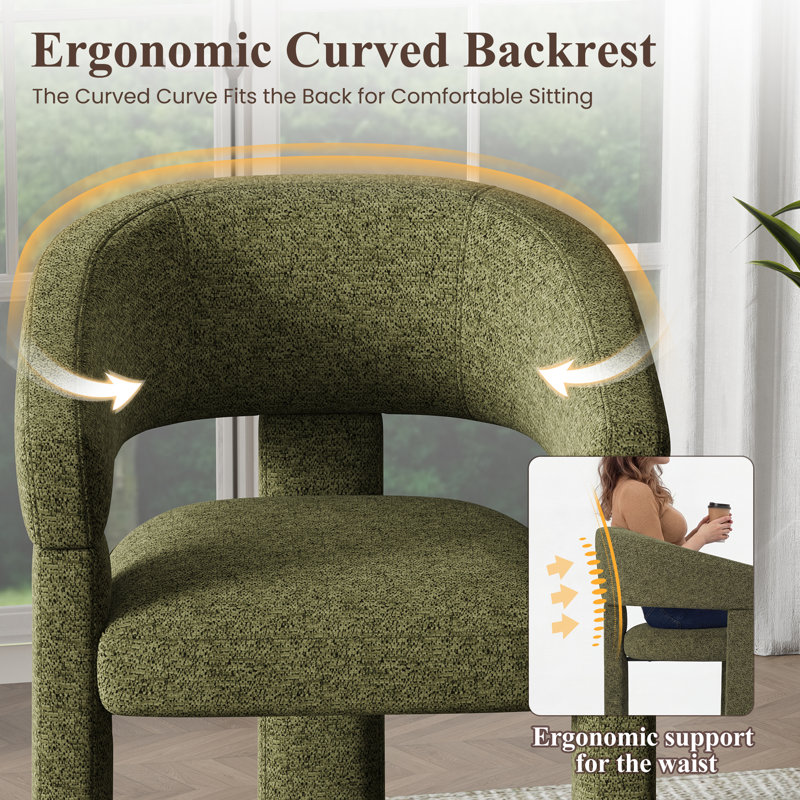 48cm H Upholstered Low Back Armchair, Green