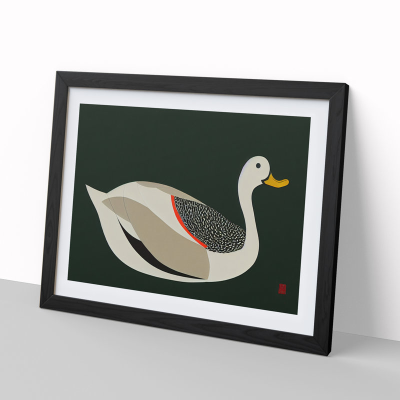 Eye Opening Duck Abstract - Single Picture Frame Painting, 46cm H x 64cm W x 2cm D, Black