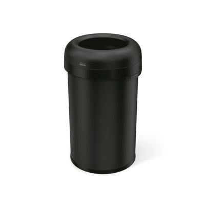 80L bullet open can, matte black heavy-gauge steel