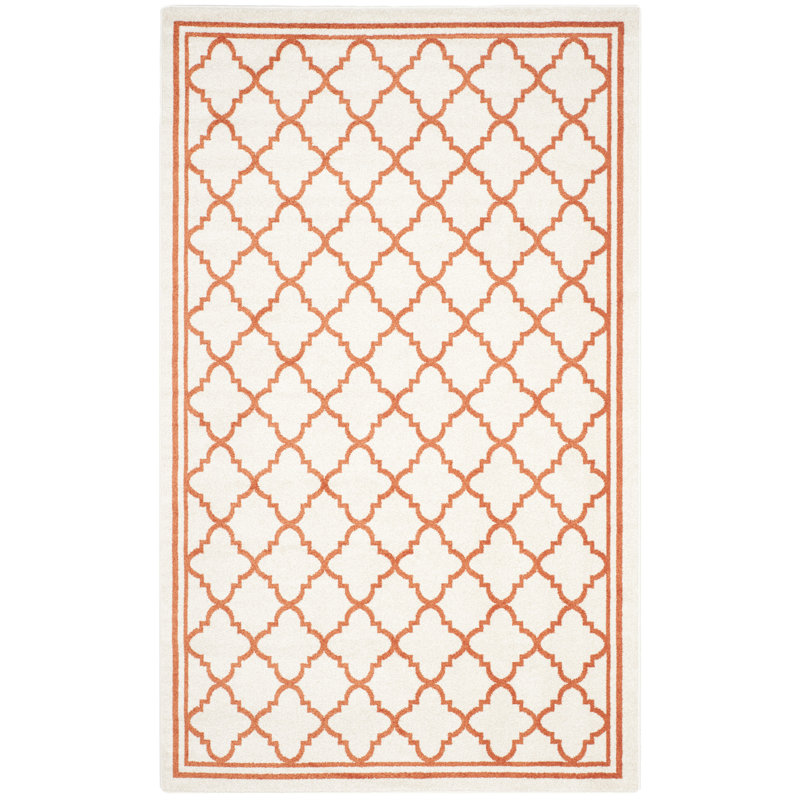 Tapis géométrique Ammundsen, Rectangle 6 pi x 9 pi, Beige/Orange