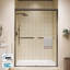 Porte de douche à double cadre coulissante de 46 à 48 po x H 72 po en bronze huilé avec verre trempé transparent de 1/4 po, poignées doubles-133944987-98882084