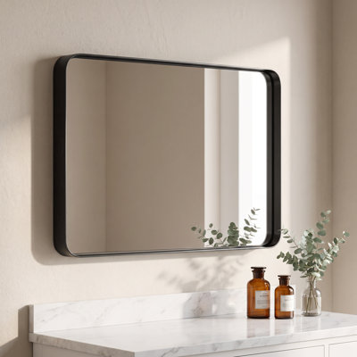 Miroir de salle de bain mural en aluminium noir mat