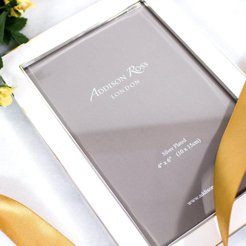 Picture Frame, 4" x 6", White/Silver