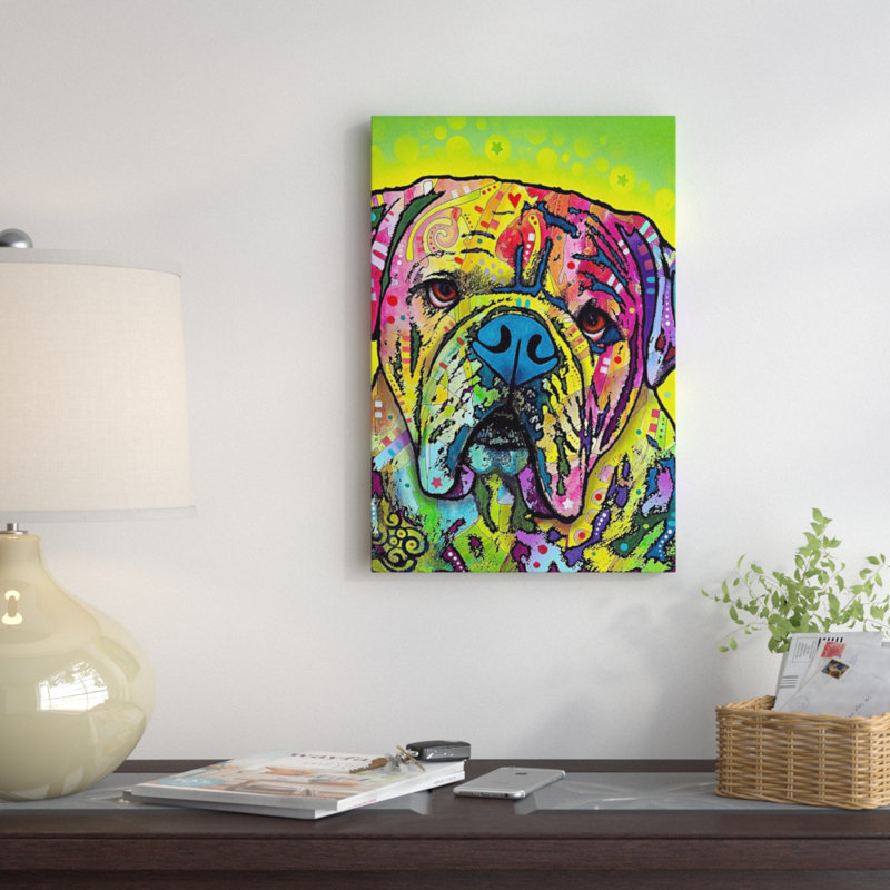 «Hey Bulldog» par Dean Russo, reproduction sur toile tendue, H 18 po x l 12 po x P 1,5 po, Toile tendue