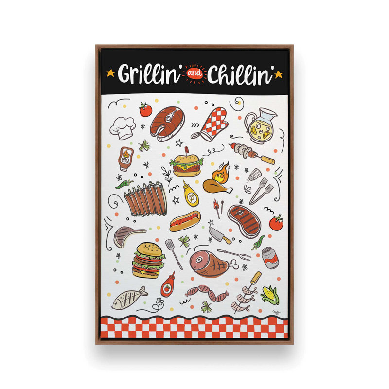 «Grillin 'and Chillin'» par Mollie B., reproduction d'art, 24 W x 36 H, Brown, Framed Canvas