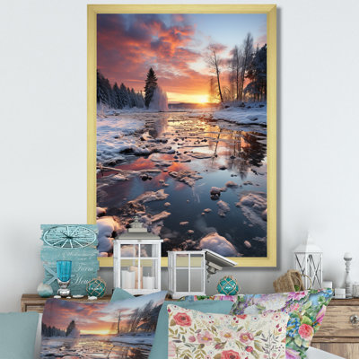 «Winter Sunset Snowfall II», reproduction sur toile