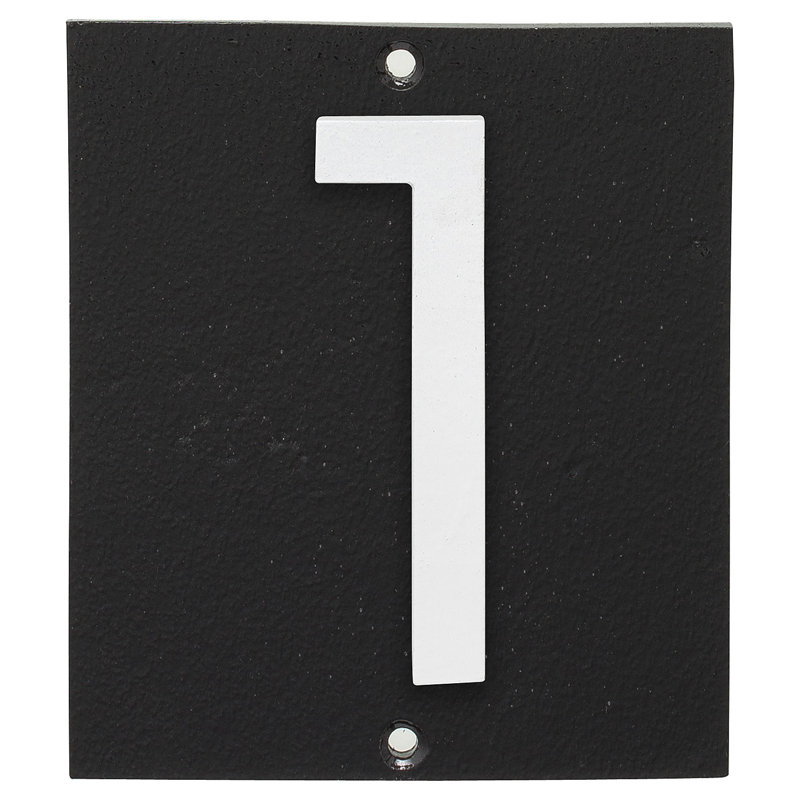 Floating 1-Line Wall Address Plaque, Black, White, Yes