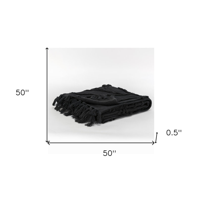 Jeté noir tissé 100% coton texturé