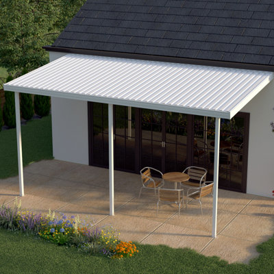Housse de patio en aluminium de 24 pi de largeur x 12 pi de profondeur, blanche, 10 lb charge de neige    