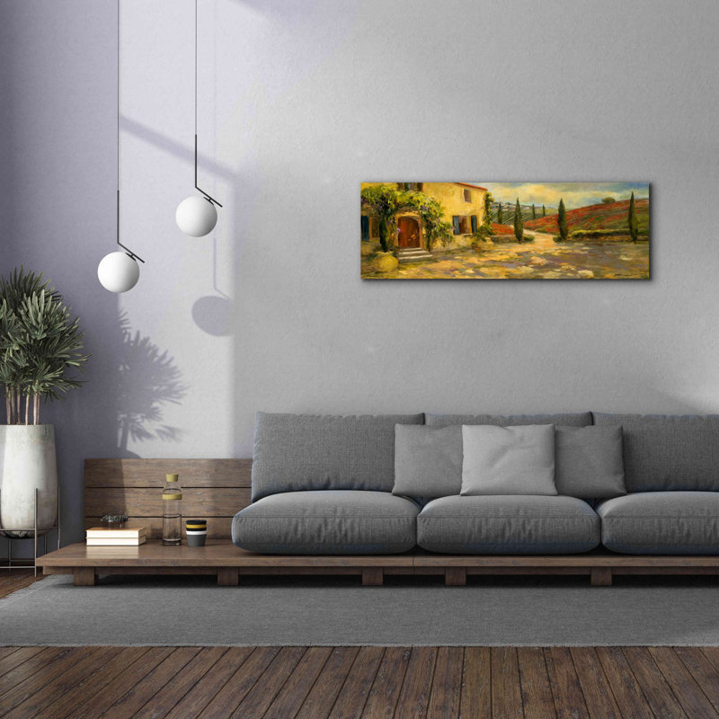 «Red Tuscan Fields» par Allayn Stevens, art mural sur toile, H 20 po x l 60 po x P 1,5 po