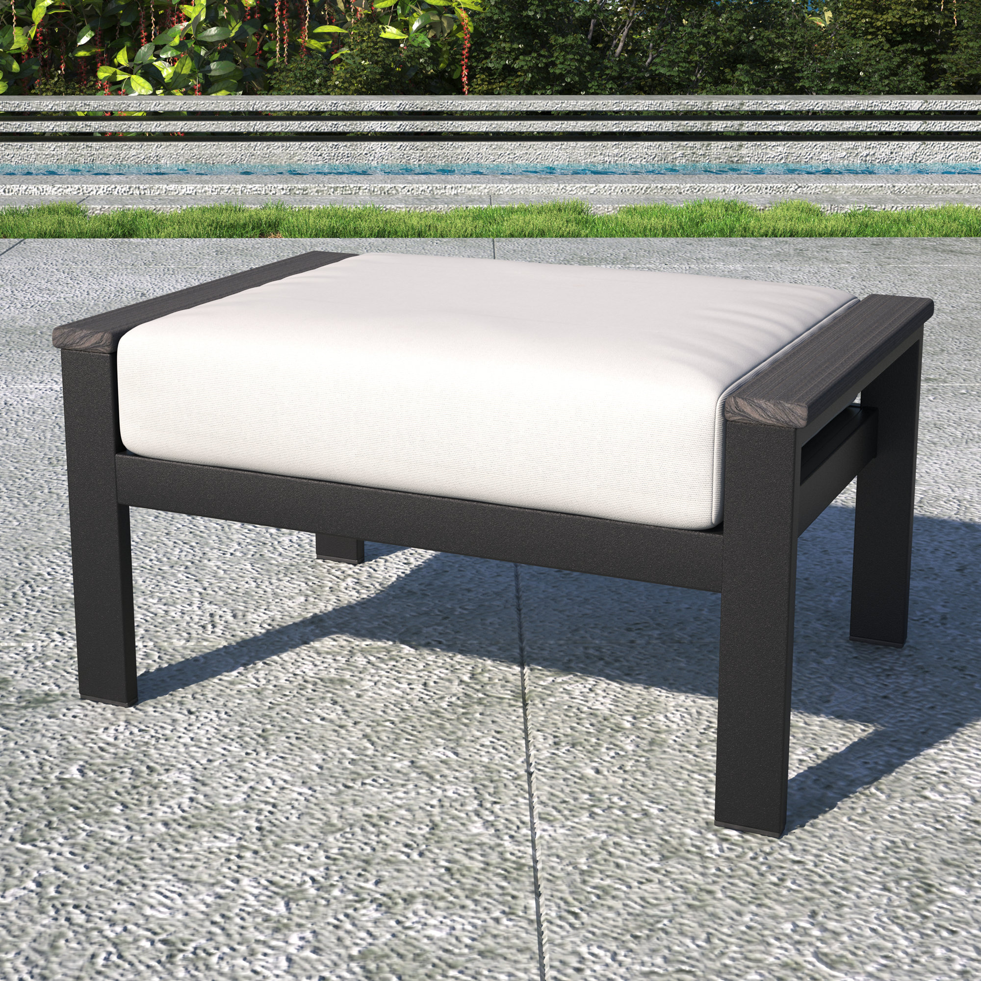 Townsend Outdoor Ottoman with Sunbrella Cushions, Canvas White Sunbrella® Canvas