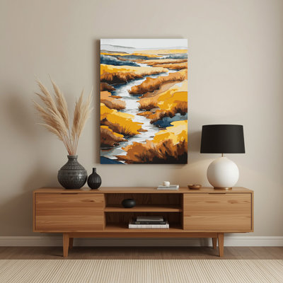 Aquarelle, paysage 69, art mural en métal brun