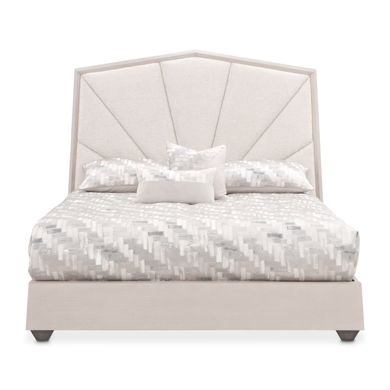 Fantosini King Chenille Panel Bed - Silver Mist