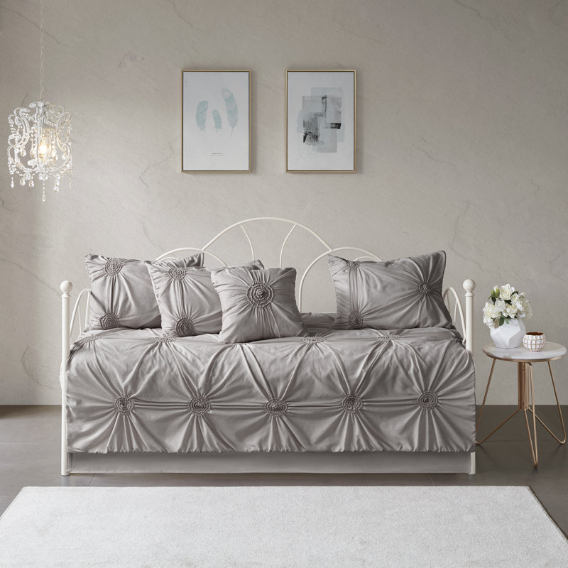 Ensemble de housse pour lit de jour réversible gris foncé 6 pièces Leila, Gris