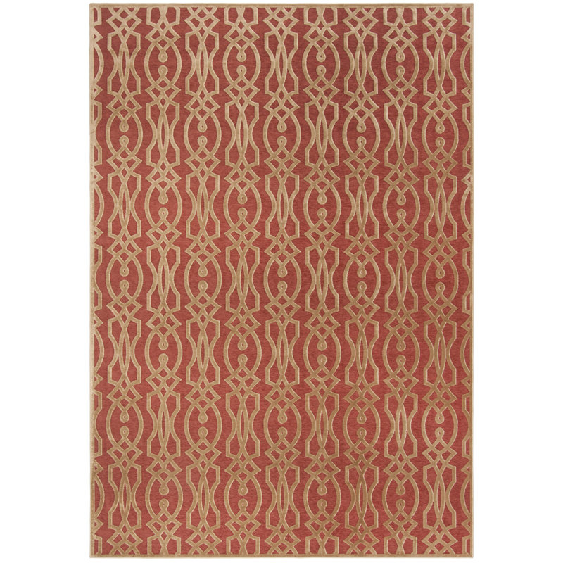 Tapis géométrique rouge / brun Villa, Rectangle 8 pi x 11 pi 2 po